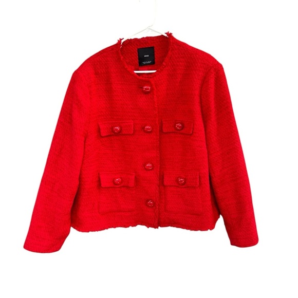 Mango TWEED JACKET WITH POCKETS - Size 3XL - Red - Picture 7 of 12